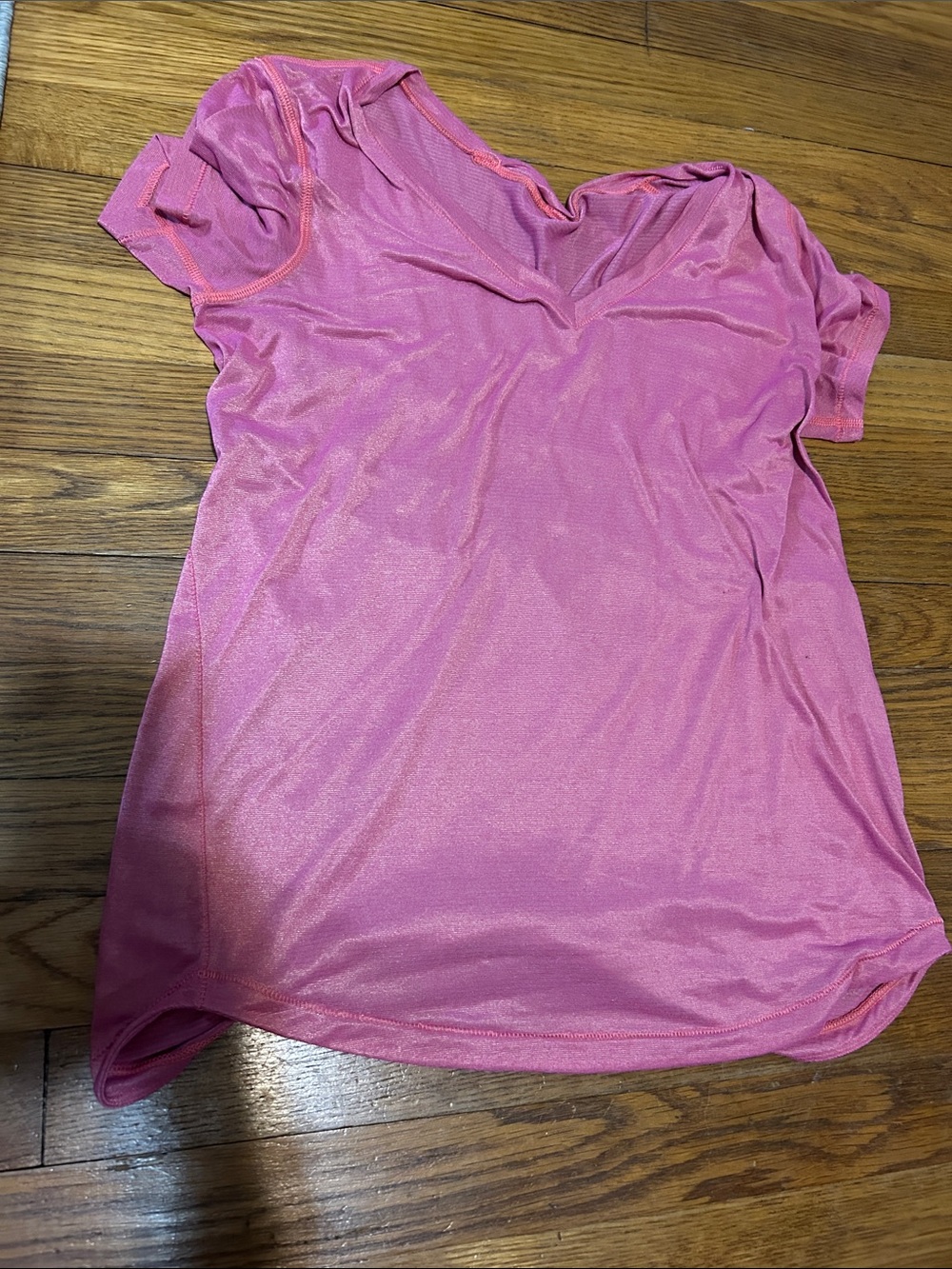 lululemon athletica Pink V-Neck Short Sleeve Performance Tee
